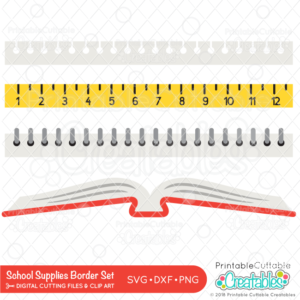 School Supplies Free SVG Borders