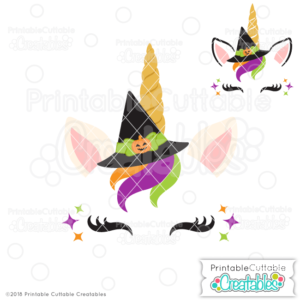 Halloween Witch Unicorn Face Free SVG File