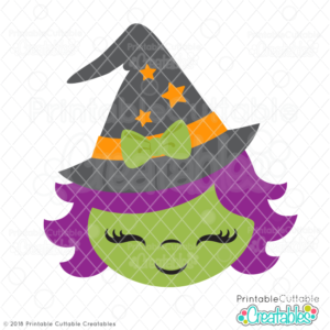 Cute Witch Face SVG File