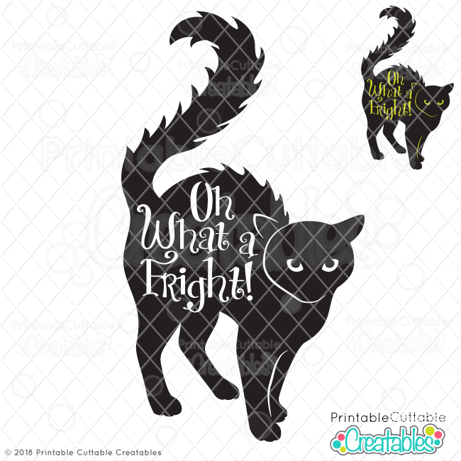 Download Scared Black Cat Knockout Svg Design For Silhouette For Cricut PSD Mockup Templates