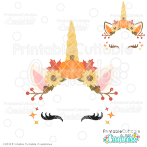 Autumn Unicorn Face Free SVG File