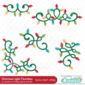 Christmas Lights Flourishes SVG Files Set