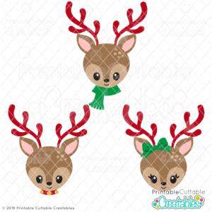 Christmas Reindeer Face SVG Files