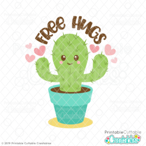 Free Hugs Cactus SVG File