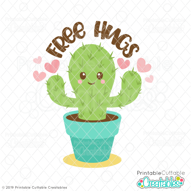 Valentine S Day Free Hugs Cactus Svg File For Silhouette Cricut