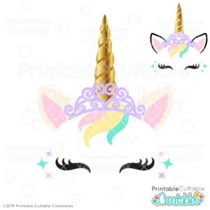Princess Unicorn Face Free SVG File