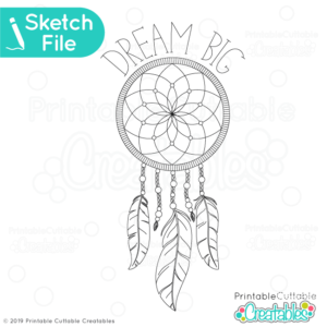 Dream Big Dreamcatcher Single Line SVG Sketch File