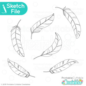 Feathers Single Line SVG Sketch Files