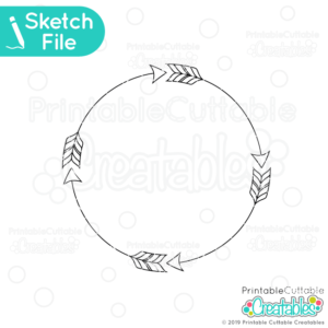 Arrow Circle Monogram Frame Free SVG Sketch File