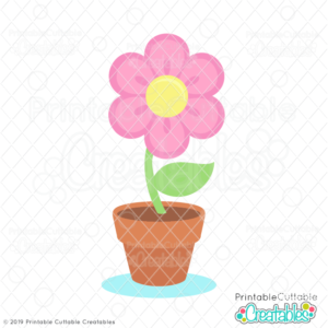 Potted Spring Flower Free SVG File