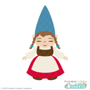 Girl Garden Gnome SVG Cut File & Clipart