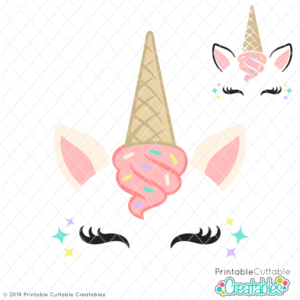 Ice Cream Unicorn Face FREE SVG File