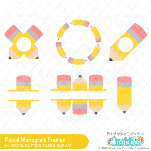 Pencil Monogram Frames SVG Files