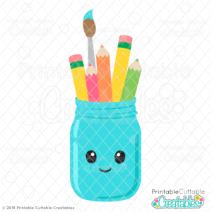Cute Pencil Jar Free SVG File