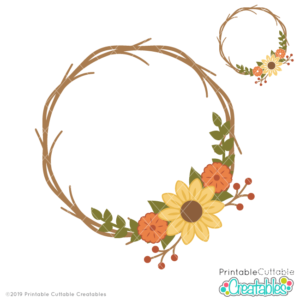 Autumn Flower Wreath Frame SVG File