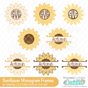 Sunflower Monogram Frames Free SVG Files