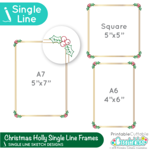 FRESingle Line Swirls Frames Free SVGE Foil Quill / Single Line SVG - Christmas Holly Frames