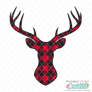 Buffalo Plaid Deer Head FREE SVG File