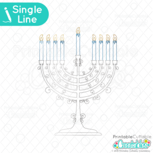 Hanukkah Menorah Foil Quill / Single Line SVG