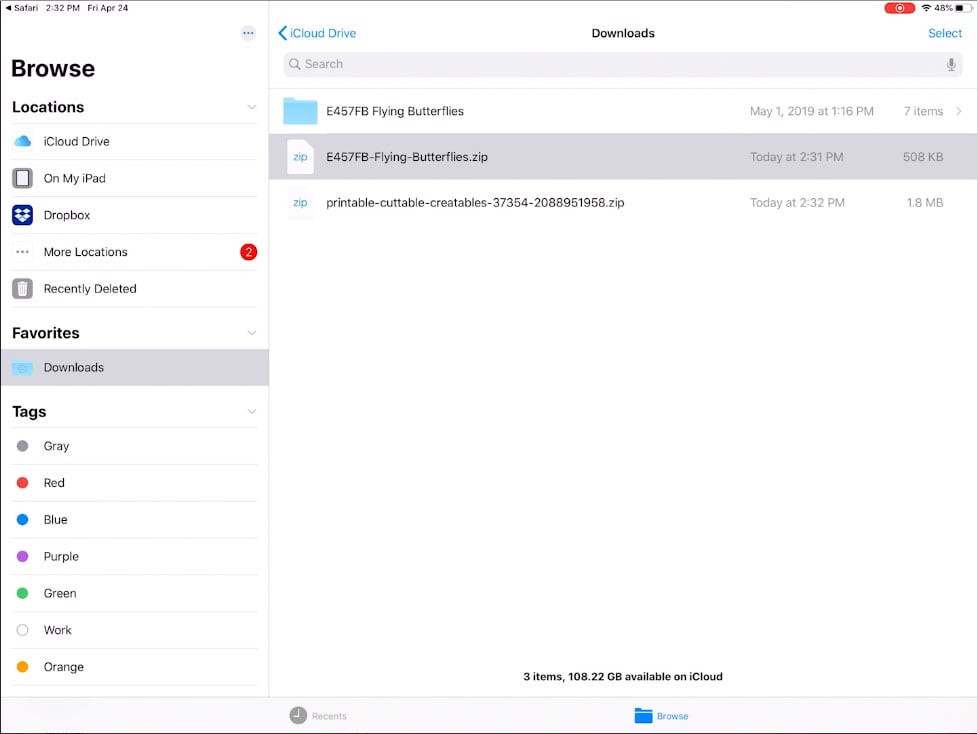 9. Tap Zip file to unzp extract SVG files