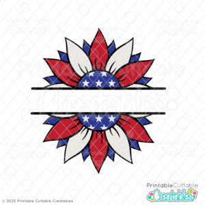 Patriotic Flower Split Frame SVG Cut File