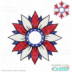 Patriotic Flower Monogram Frame SVG Cut File