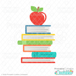 Stacked Books with Apple SVG File