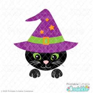 Halloween Cat in Witch Hat SVG File