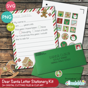 Dear Santa Letter Print then Cut Stationery Kit