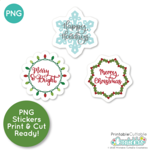 Merry Christmas Free Print Cut Sticker Set