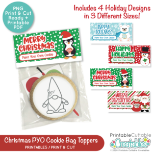 Printable Christmas Paint Your Own Cookie Bag Toppers