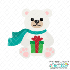 Polar Bear Holding Gift SVG File