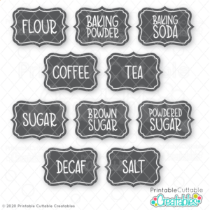Pantry Labels Free SVG Files Print & Cut Stickers