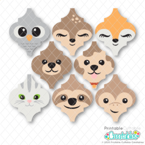 Animal Friends Arabesque Tile Ornaments SVG File