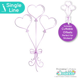 Single Line Free SVG Heart Balloons
