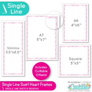 Swirl Heart Frames Single Line SVG Files