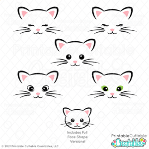 Cat Face SVG Files Set