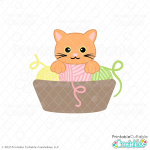 Yarn Basket Cat SVG File for Cricut & Silhouette