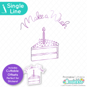 Make a Wish Birthday Cake Free Single Line SVG File