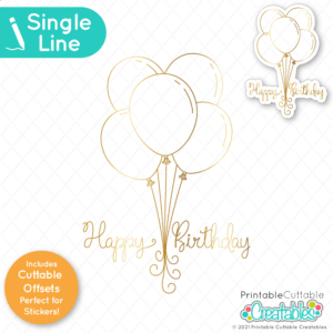 Happy Birthday Balloons Free Single Line SVG File
