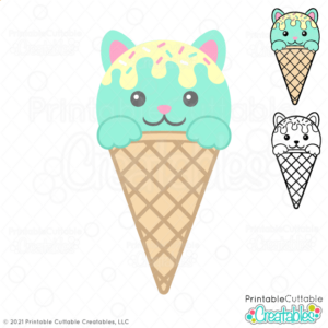 Cat Ice Cream Cone SVG File for Cricut & Silhouette