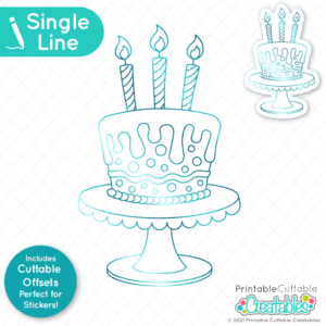 Birthday Cake Single Line SVG File