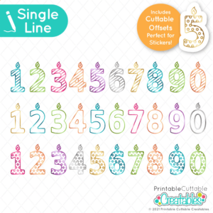 Birthday Candle Numbers Single Line SVG File