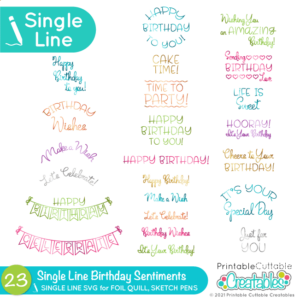 Single Line Birthday Sentiments SVG Set