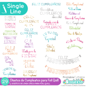 SVG Diseños de Cumpleaños para Foil Quill