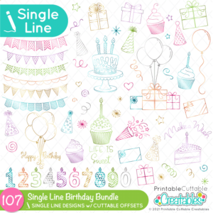 Single Line SVG Birthday Bundle