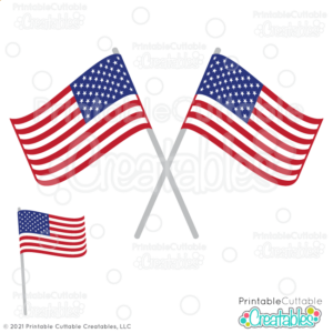 Crossed American Flags SVG Cut Files & Clipart