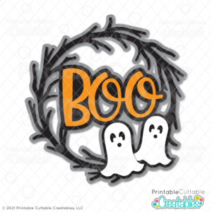 Halloween Ghost Wreath SVG File