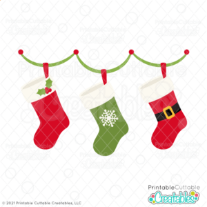 Hanging Christmas Stockings Free SVG File