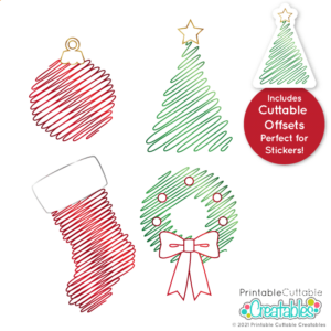 Single Line Christmas Scribbles Free SVG File